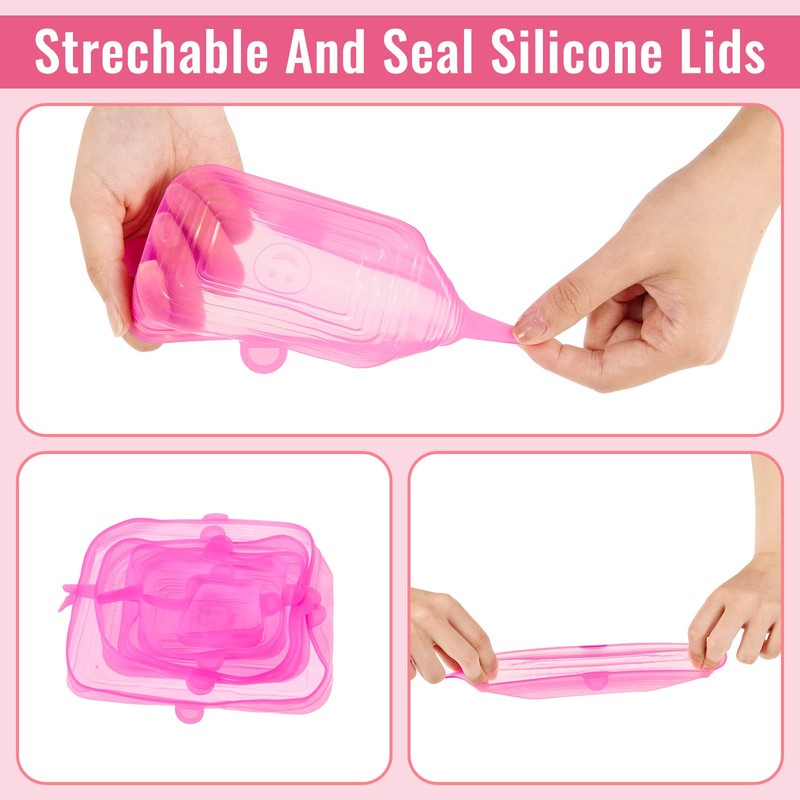 30 Pieces Silicone Stretch Lids Rectangle Reusable Silicone Lids Microwave