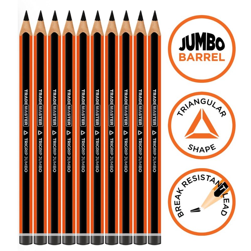 TRADEMASTER Carpenters Pencils Pack of 10 | Builders Pencil with