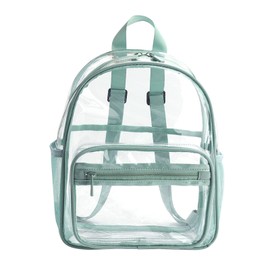 FIYUK Clear Backpack See Through Waterproof Book bag Casual Daypack for School Travel Work Sports, Green