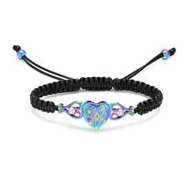 constantlife Double Heart Cremation Bracelet for Ashes for Women Stainless Steel Pendant Urn Memorial Jewelry Loved Ones Human Pet Funeral Keepsake Gift (Sunflower-Colorful)