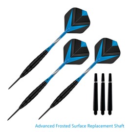 HRLORK 3 Packs Darts Set Professional Darts Set Steel Tip Aluminum Shafts Darts Stems and Flights with 3 Spare Shafts and Darts Case- Blue