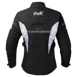 HWK Adventure/Touring Motorcycle Jacket for Women, Women's Motorcycle Jacket with CE Armor for Enduro Motorbike Riding, Water Resistant Textile Biker Jacket for Women - Black & White, 3X-Large