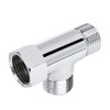 NearMoon Solid Brass G1/2" 3 Way Diverter Valve - Hose Fitting Tee, T Shape Adapter Connector for Angle Valve Hose, Bath Shower Arm, and Toilet Bidet Sprayer Faucet (Chrome Finish)