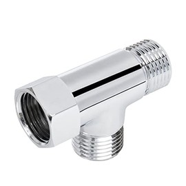 NearMoon Solid Brass G1/2" 3 Way Diverter Valve - Hose Fitting Tee, T Shape Adapter Connector for Angle Valve Hose, Bath Shower Arm, and Toilet Bidet Sprayer Faucet (Chrome Finish)