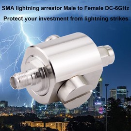Whisary SMA Male to Female Lightning Arrestor Coaxial Cellular & GPS SMA Coax Surge Protector DC-6GHz 50 Ohms