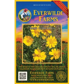 Everwilde Farms - 1000 Sand Coreopsis Native Wildflower Seeds - Gold Vault Jumbo Seed Packet