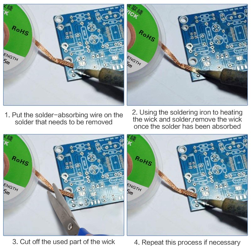 7 PCS Desoldering Wire, Solder Braid Wire Desoldering Wick Desoldering