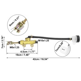 Motoforti Motorcycle Rear Brake Master Cylinder Pump with Reservoir Gold Tone