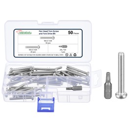 METALLIXITY Pan Head Torx Security Screw Bolts (M4-0.7x35mm) 50pcs, Button Torx Head Machine Screw 304 Stainless Steel with One Bit - for Furniture Woodworking Project, Silver Tone