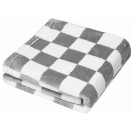 Checkered Blanket – Soft Blanket for Couch, Bed & Travel – Large Fleece Throw Blanket – Cozy Blankets & Throws for All Seasons (Grey)