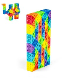 Hollow Magic Snake Cube Puzzle Twist Puzzle Brain Teaser Educational Toy Birthday Christmas Party Gift for Children Rainbow Colour Multicoloured (72 Segment Blocks)