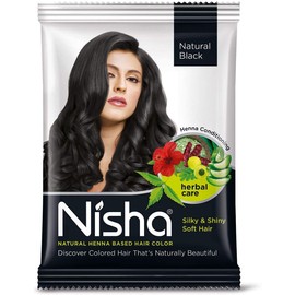 Nisha Natural Henna Based Hair Color (Natural Black) 10GM Pack of 10
