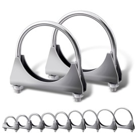 Tanstic 2Pcs U-Bolt Exhaust Clamps, 2-3/4” Stainless Steel Muffler U-Bolt Clamps with Saddle Flange