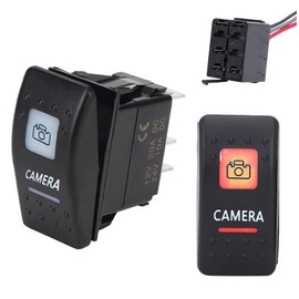 Marine Rocker Switch - Camera Switch with Pre-Wired Backing Orange/Amber Light Compatible with Can Am Maverick Commander Defender