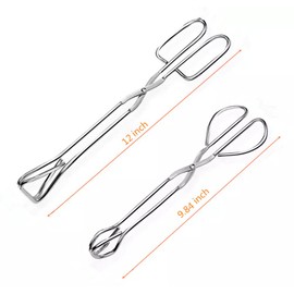 OPDENK Stainless Steel Food Tongs,Heavy Duty Kitchen Tongs Clip Clamp for BBQ,Barbecue,Cooking,Buffet Pliers,Scissors Tongs (12 inch & 9.84 inch)