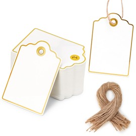VGOODALL 100PCS Gift Tags with String Attached, 2 x 3 Inches Paper Tags with String Hanging Label for Party Wedding Birthday Baby Shower