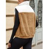 Tankaneo Womens Cropped Vests Outerwear Color Block Half Zipper Fleece