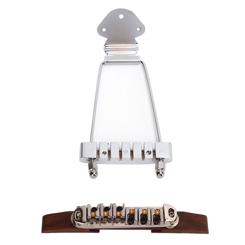 6 String Guitar Metal Tailpiece Adjustable Wooden Bridge Replacement String