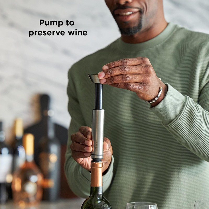 Rabbit Wine Vacuum Pump with Two Preserving Bottle Stoppers Easy-to-Use