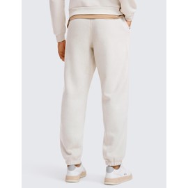 CRZ YOGA Cotton Fleece Sweatpants for Men 32" Loosed Fit Lounge Casual Elastic Bottom Sweat Pants with Zipper Pockets Milky White (Bone) Large
