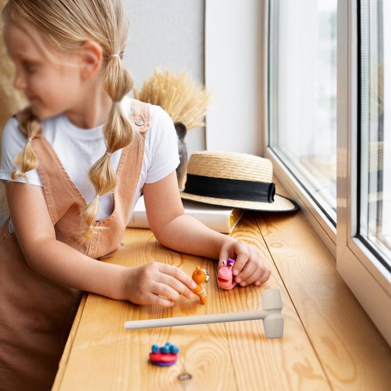 Ieron 10 Pcs Wooden Mini Hammers, Dessert Making Mallet, Craft