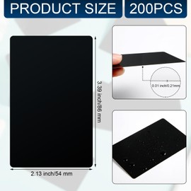 200pcs Metal Business Cards Blank, Engraving Aluminum Plates for CNC Engraver Crafting Engraving DIY Gift Cards 3.39x2.13x0.01in (Black Matte)