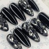 All black full stone handmade nail tips - Almond S