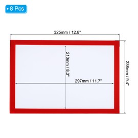 PATIKIL Magnetic Sign Holder 8.5 x 11, 8 Pack A4 Magnetic Display Frame Self Adhesive Reusable Picture Photo Frame Double Sided for Refrigerator White Board Window Wall, Red