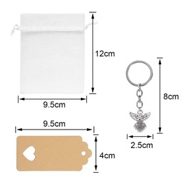 Csirnto Angel Pendants Pack of 30 Guardian Angel Pendants Guest Gift Christening Guardian Angel Party Favour Pendant Key Ring Guardian Angel for Christening Wedding Party with Organza Bag Kraft Paper,