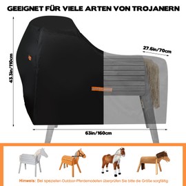 Cover Wooden Horse Waterproof Outdoor 420D Oxford Fabric Wooden Horse Accessories Robust Universal Tarpaulin Wooden Horse with Reflective Strips and 2 Windproof Buckles 160 x 70 x 110 cm