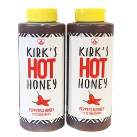 Twin Pack of Kirks Hot Honey Pure Honey Infused with Habanero Birdseye and Aleppo Chili Peppers Chefs Pack 40oz Total $.80 per oz (2) Jars