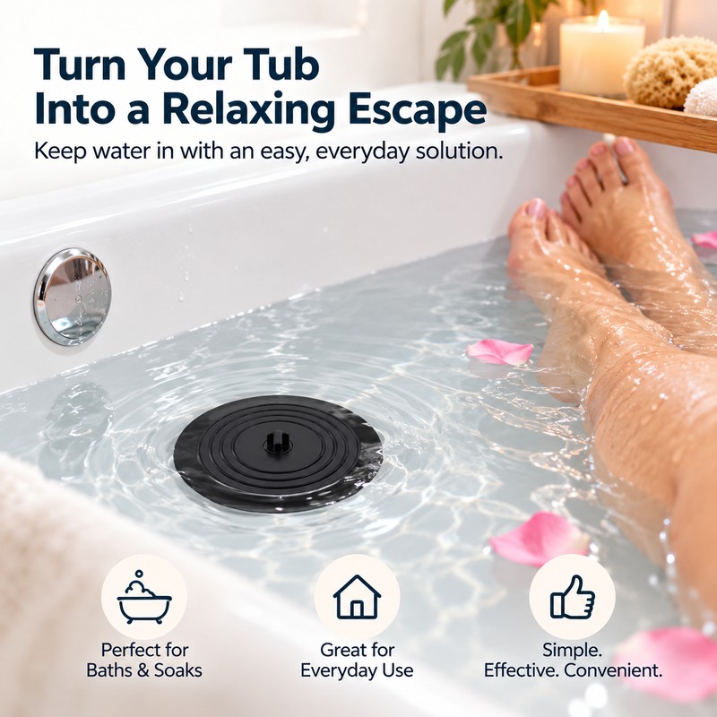 6-Inch Silicone Drain Stopper for Sink & Tub – Flexible