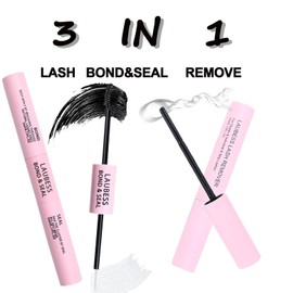 Lash Bond and Seal and Remover 3 In 1 KIT LAUBESS Lash Glue for Eyelash Clusters Waterproof Long Lasting Eyelash Glue Strong Hold Lash Remover for Lash Extensions