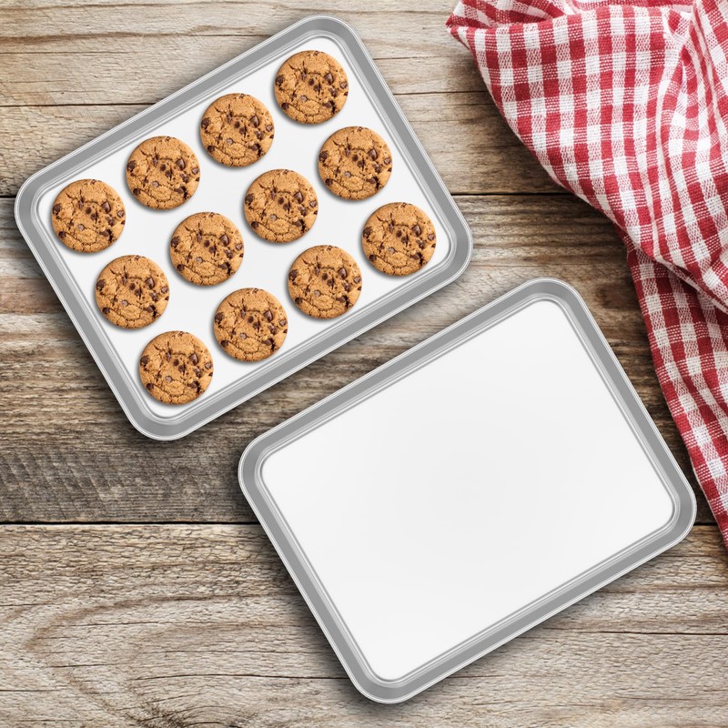 2 Pcs Toaster Oven Pan 304 Stainless Steel Small Baking