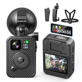 BOBLOV F2 Body Camera with Dual-Screen, 128G Body Worn Camera with Chest Vest, GPS Enabled, 2K Body Cam with Intuitive Large Button for HD Video Security Guard, Police, Delivery Recording