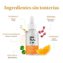 Sérum sin vitamina C + E de la BS - Para la cara y la piel clara, con ácido hialurónico, Gotu Kola y ácido ferúlico, vegano (1oz). Incluye 2 minis de 