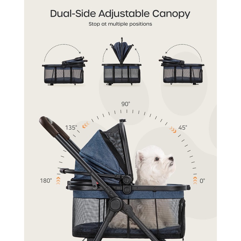 OJCME 3 in 1 Pet Carrier Stroller with Detachable Carrier,