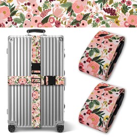 Luggage Straps for Suitcases Travel Belt Accessories Suitcase Strap Adjustable Travel Belt Luggage Tie Carry On Bag Car Seat Luggage Strap 2 Pack (Pink Rose)
