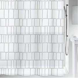 Spirella Anti-Mould Shower Curtain - Anti-Bacterial, Washable, Waterproof, Peva, "Construct" 180 x 200 cm, White