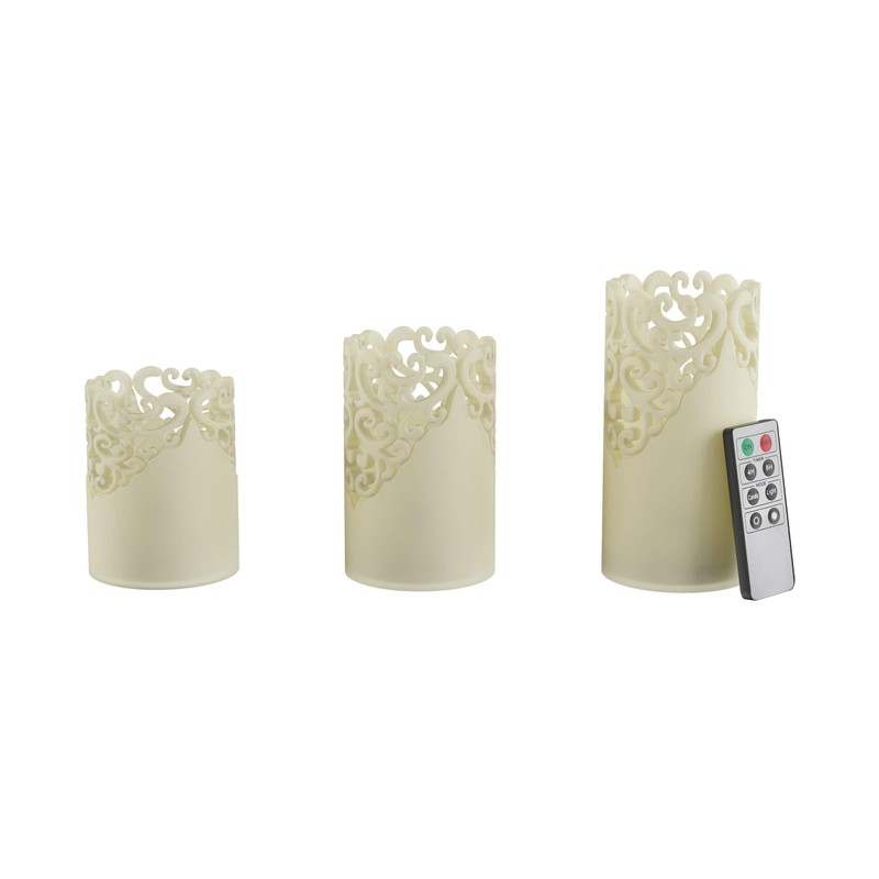 Remote Control LED Candles - Set of 3 Battery-Operated Realistic