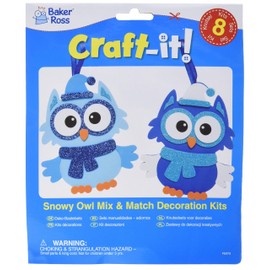 Baker Ross FE970 Snowy Owl Decoration Kits - Pack of 8, Make Your Own Decorations to Design and Display, Creative Activities for Kids