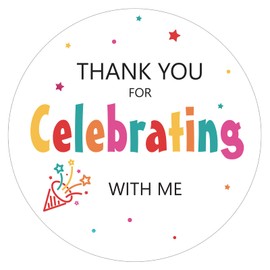 joycraft Thank You Gift Stickers, 60Pcs Thank You for Celebrating with Me Stickers, 2Inch Thank You Labels Stickers, Round Self-Adhevise Stickers, Party Paper Stickers for Gift Wrap, Envelope, DIY