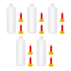 5 Sets of 500ml Small Mouth Feeding Bottles + 10 Teats Lamb Feeding Bottles Livestock Drinking Bottles Goat Milk Bottles Lamb Nursing Bottles Milk Feeding Bottles for Farms