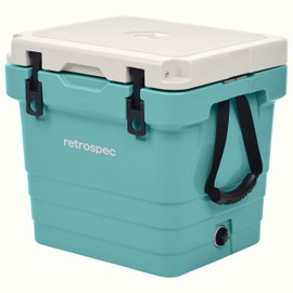 Retrospec Palisade Rotomolded 25 Qt Cooler - Fully Insulated Portable Ice Chest with Built in Bottle Opener, Tie-Down Slots & Dry Goods Basket - Large Beach, Camping & Travel Coolers - Blue Ridge