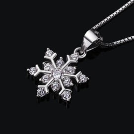 B.Catcher necklace, snowflakes, ladies necklace pendant, 925 sterling silver, Valentine's day gift, "The Ice Queen", 45 cm chain length.
