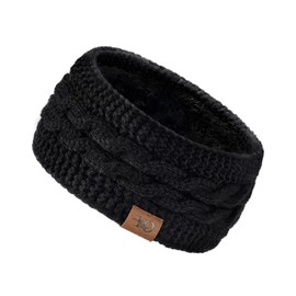 Ymomode Winter Headband - 1 Pack Womens Winter Headbands Fuzzy Fleece Lined Ear Warmer Cable Knit Thick Warm Crochet Headband, Black