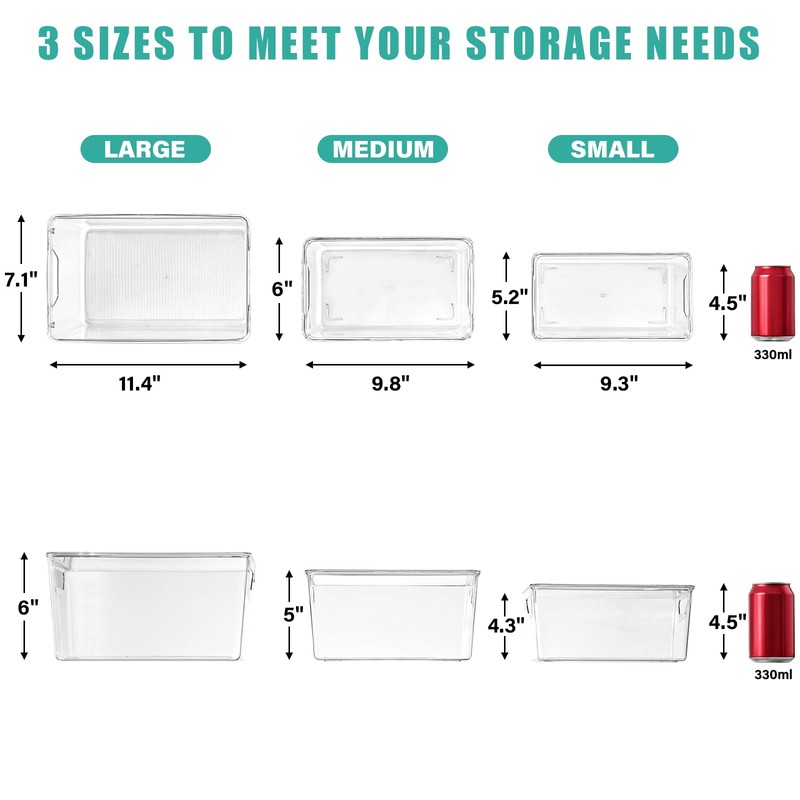 6 Pack Small Clear Storage Bins with Lids, Acrylic Arts