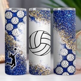 Handmade Girls Volleyball  20 oz Tumbler 20oz Skinny Cup Mug Lid w/ Straw