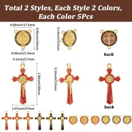 SUNNYCLUE 1 Box 20pcs 4 styles Easter Rosary Charm Bulk Rosary Cross Charms Black Orange Antique Gold Vintage Mexican Crucifix Crosses Pendants for Jewelry Making Women Men Adults Diy Crafts