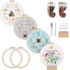 Embroidery Kit for Beginners,4 Sets Embroidery Kits for Adults,Full Embroidery